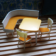 plastic toy chairs and table